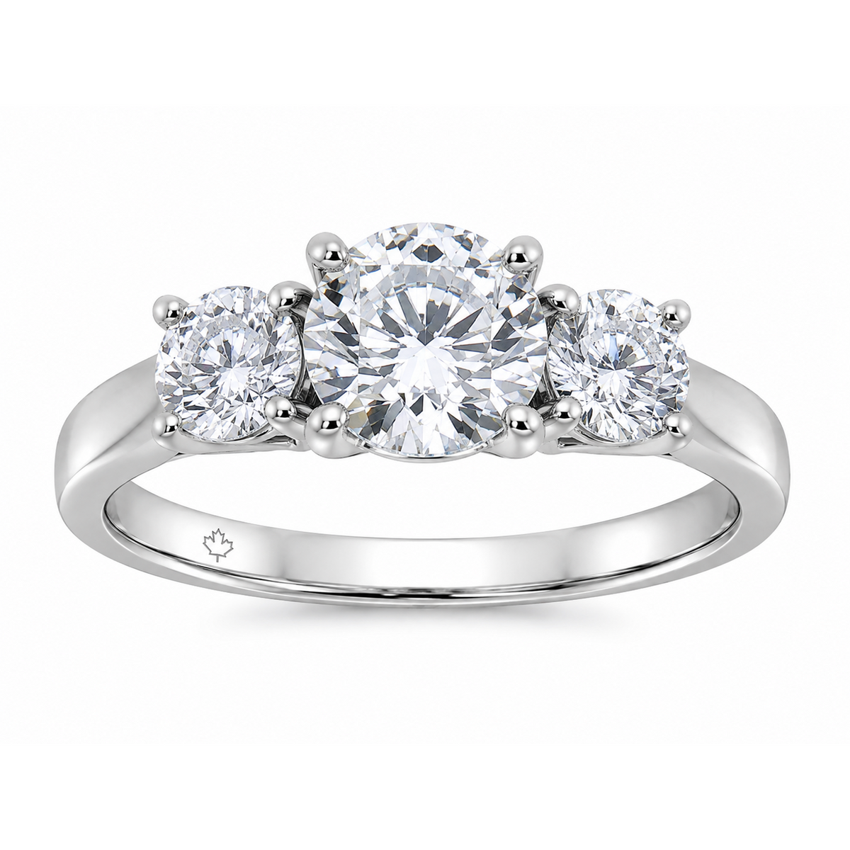 14K White Gold 1.70ctw Round Lab Grown Three Stone Diamond Engagement Ring
