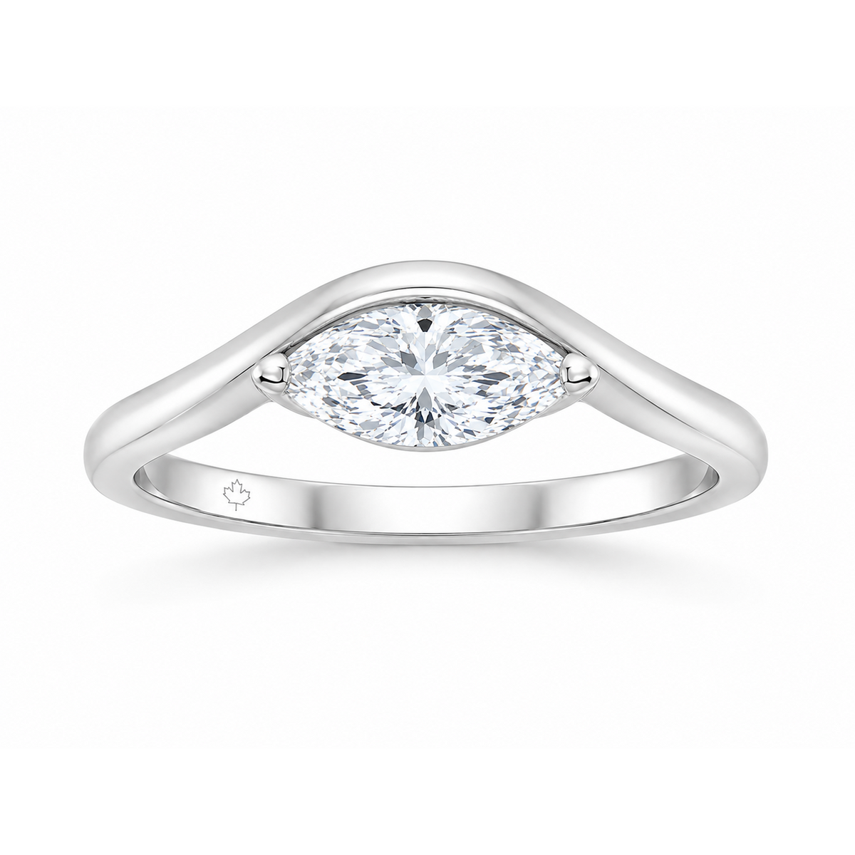 14K White Gold 2.00ctw Marquise Lab Grown East West Diamond Engagement Ring