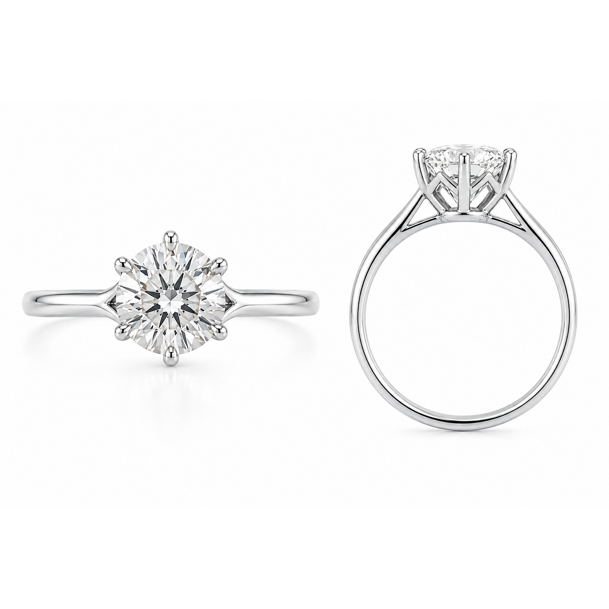 14K White Gold 2.01ctw Round Lab Grown Solitare Diamond Engagement Ring