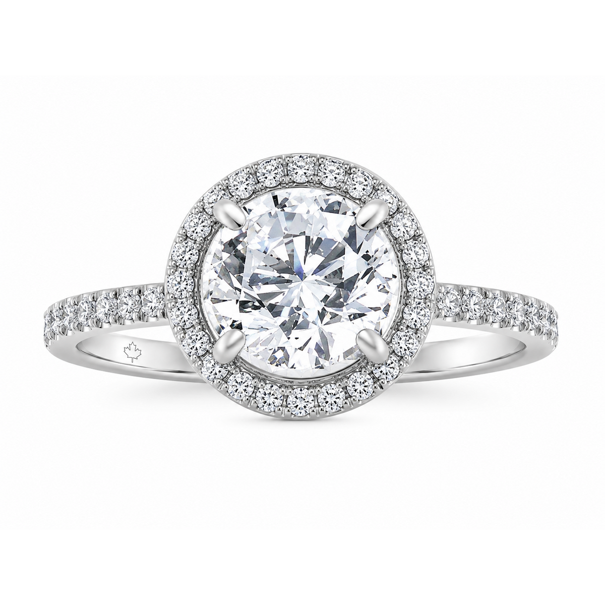 14K White Gold 2.04ctw Round Lab Grown Halo Diamond Engagement Ring