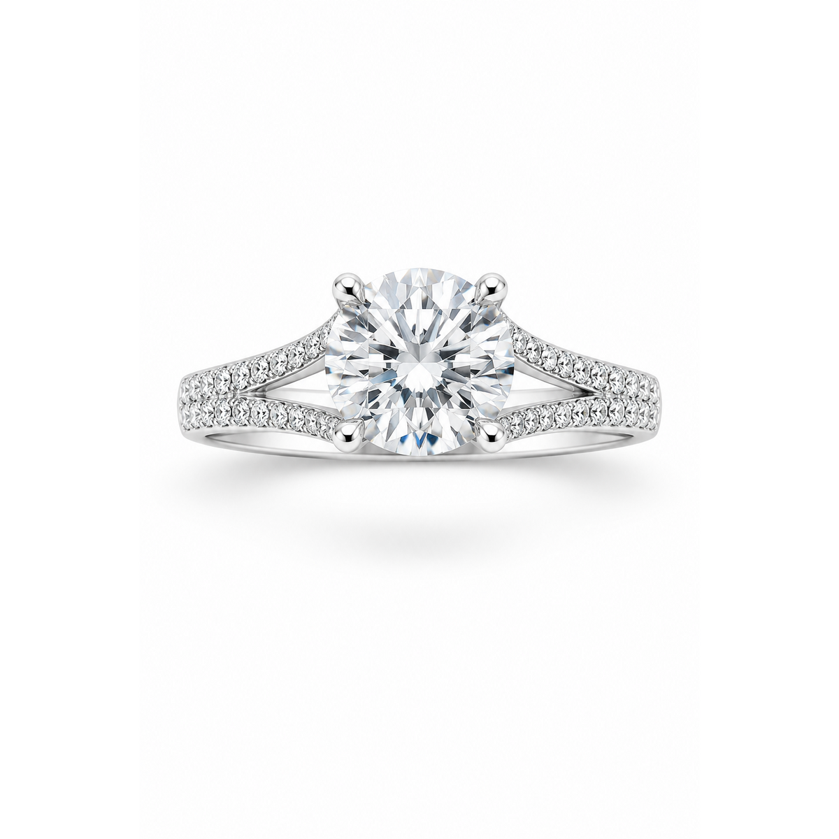 14K White Gold 2.04ctw Round Lab Grown Pave Diamond Engagement Ring
