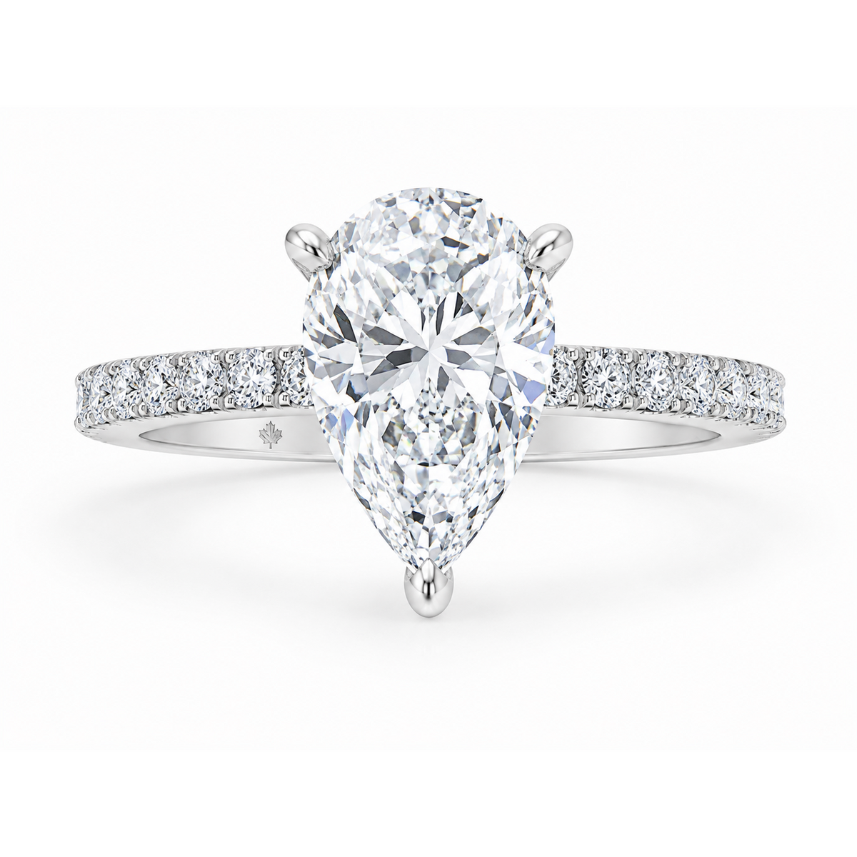 14K White Gold 2.50ctw Pear Lab Grown Pave Diamond Engagement Ring