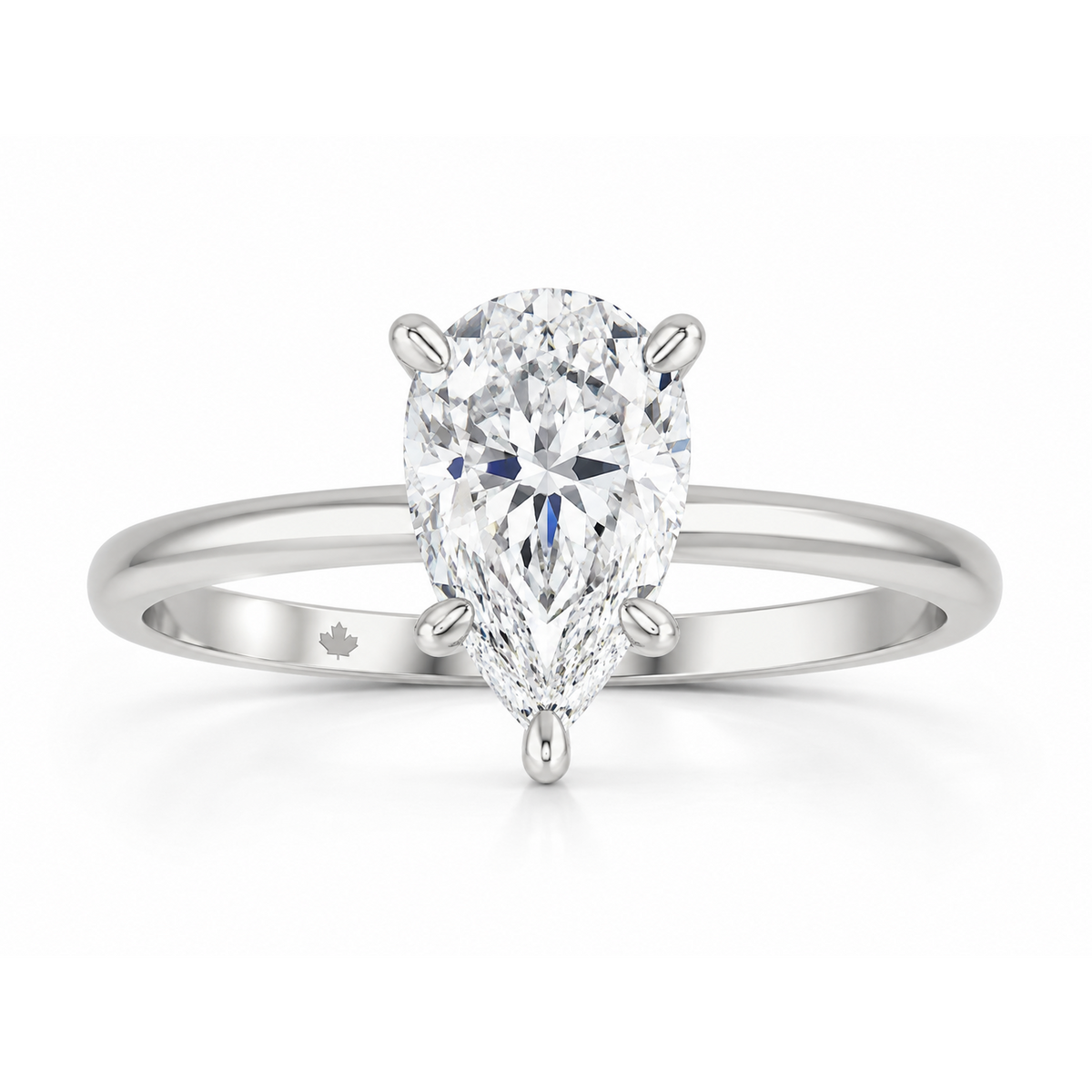 14K White Gold 3.00ctw Pear Lab Grown Hidden Halo Diamond Engagement Ring