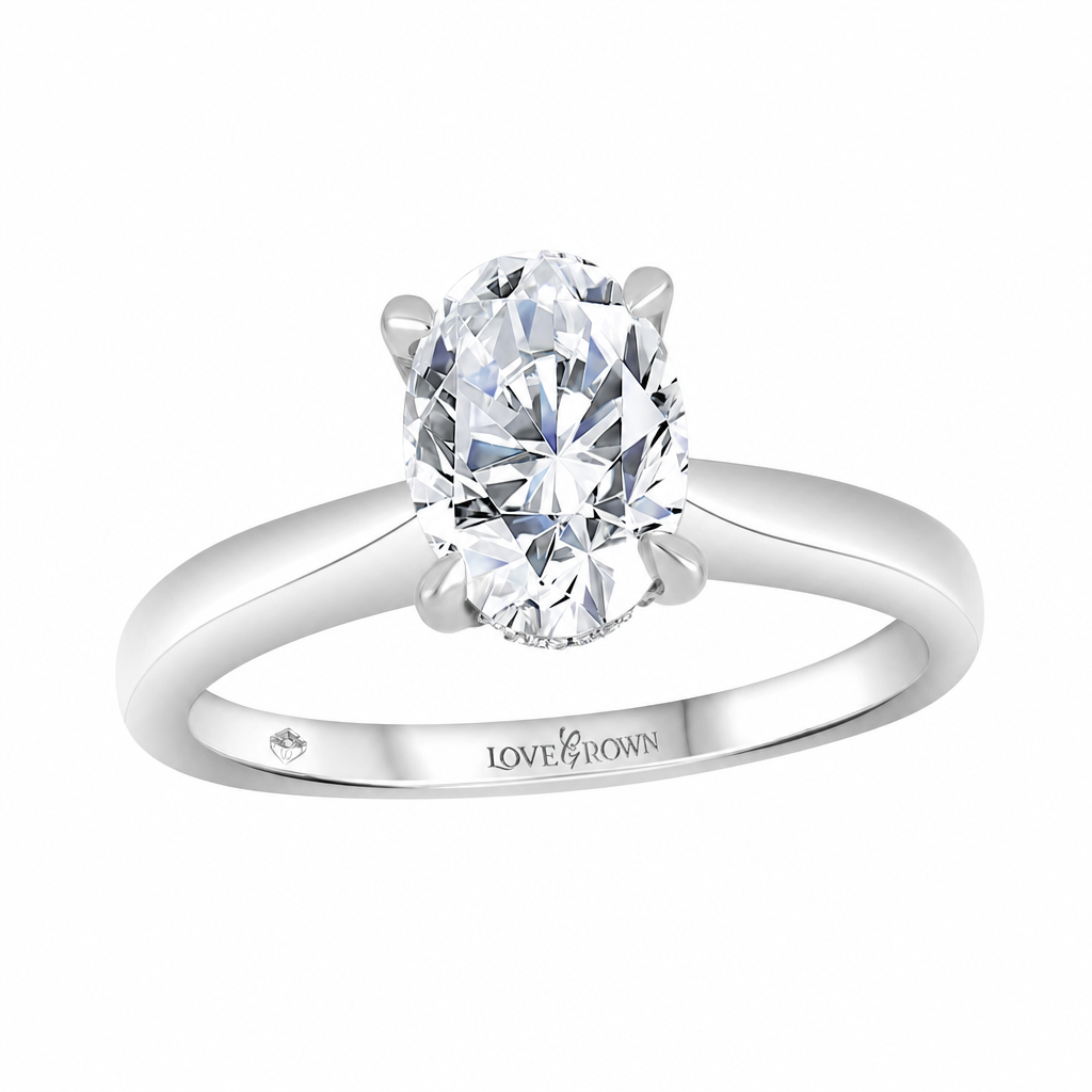 14K White Gold 3.09ctw Oval Lab Grown Solitare Diamond Engagement Ring