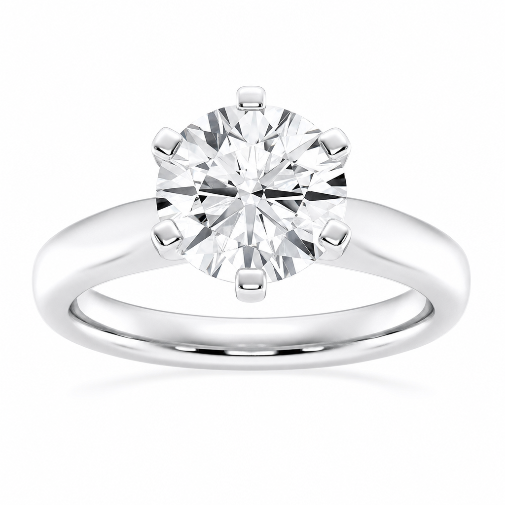14K White Gold 3.09ctw Round Lab Grown Solitare Diamond Engagement Ring