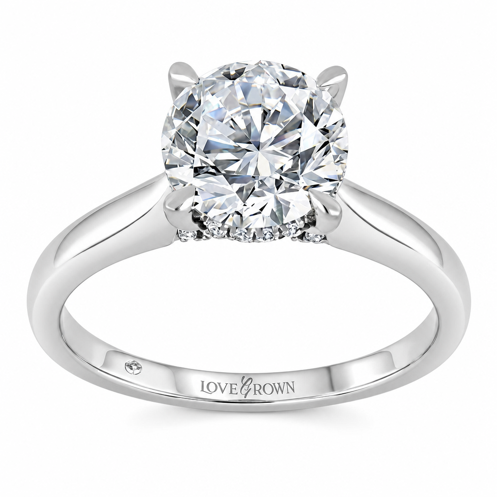 14K White Gold 4.01ctw Round Lab Grown Tiffany Diamond Engagement Ring
