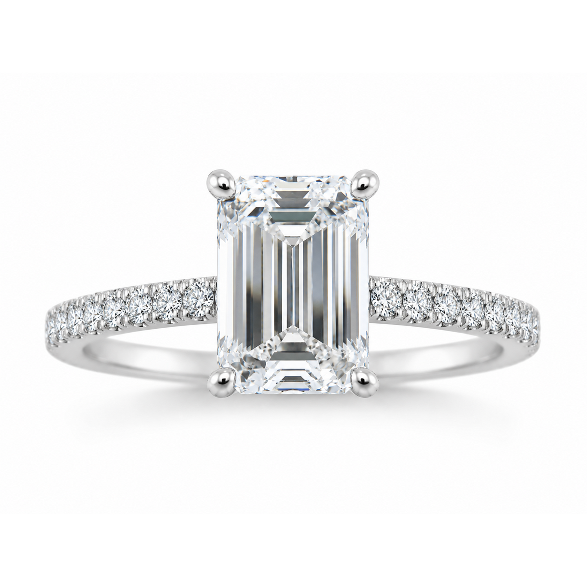 14K White Gold ctw Lab Grown Pave Diamond Engagement Ring