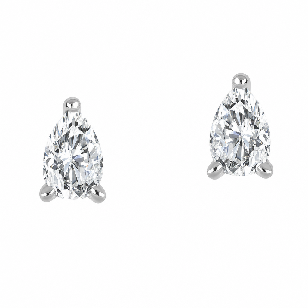 14K White Gold Pear 1.00, Lab Grown, Diamond, Earrings