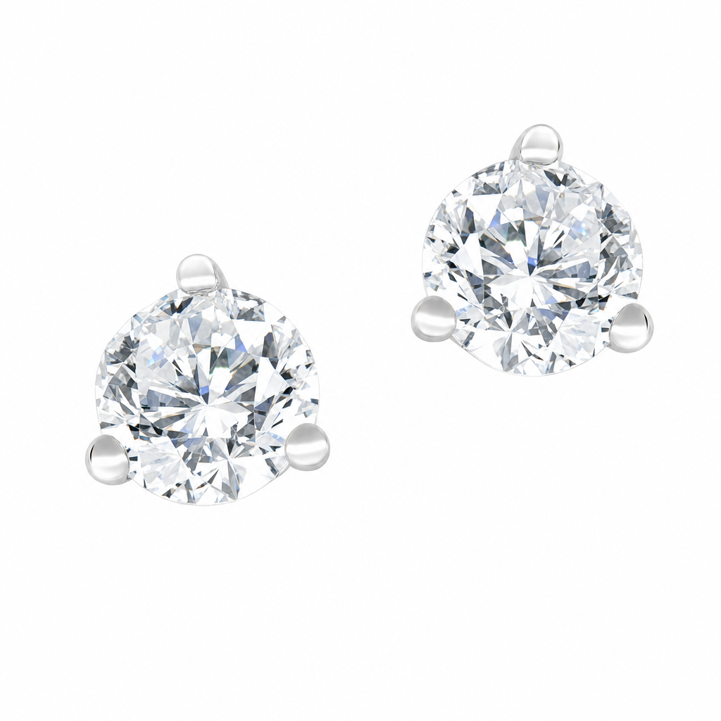 14K White Gold Round 0.30, Lab Grown, Diamond, Earrings