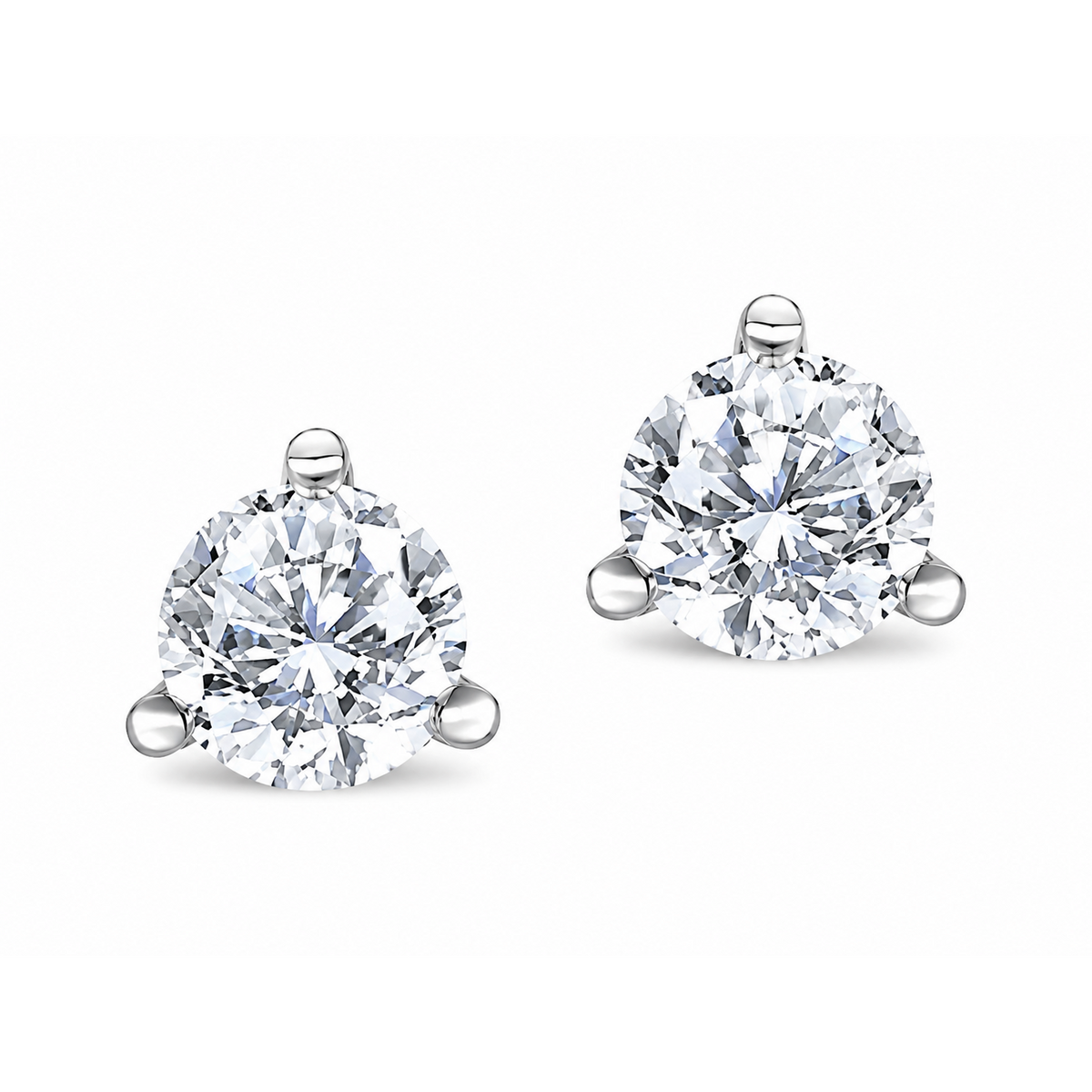 14K White Gold Round 0.30, Lab Grown, Diamond, Earrings