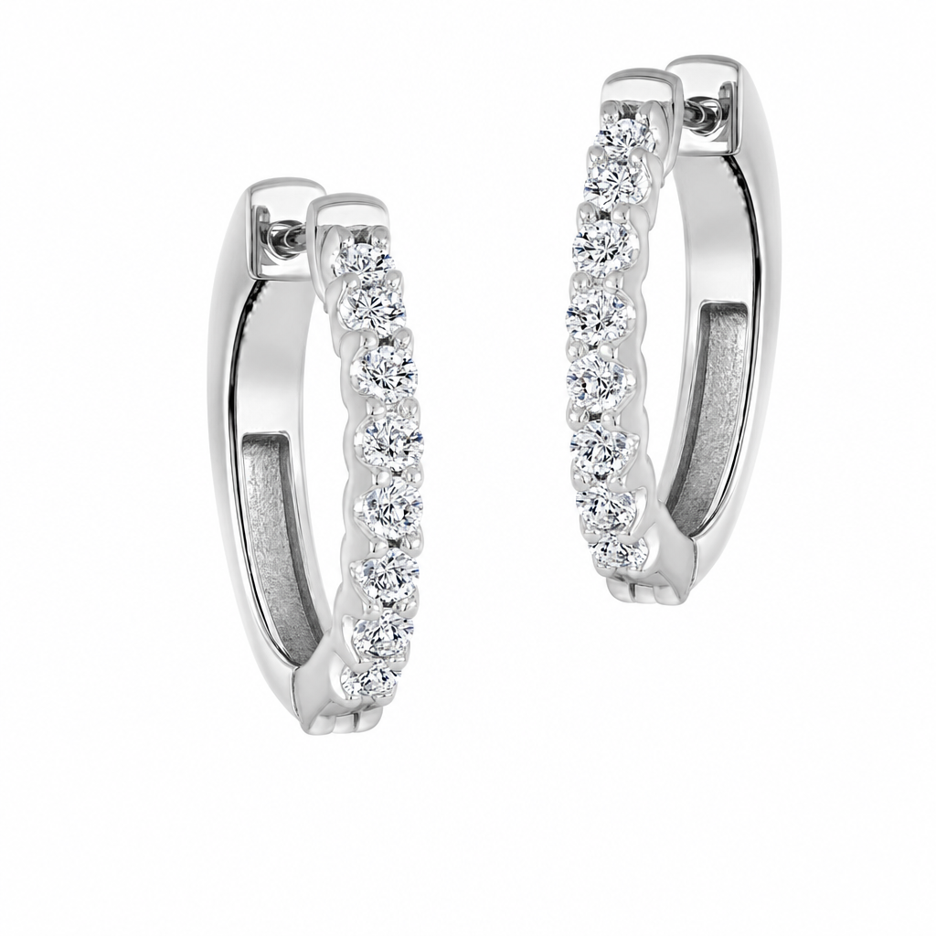 14K White Gold Round 0.50, Lab Grown, Diamond, Earrings