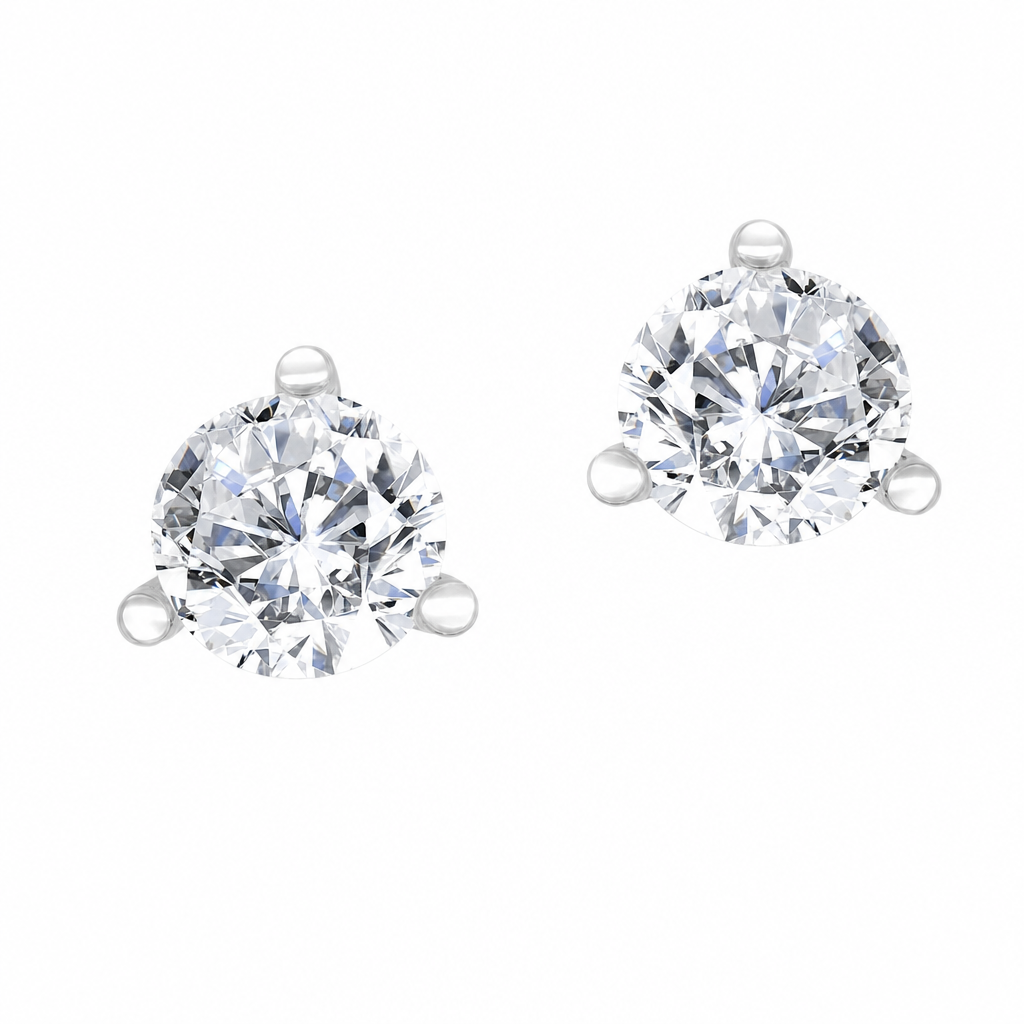 14K White Gold Round 0.70, Lab Grown, Diamond, Earrings