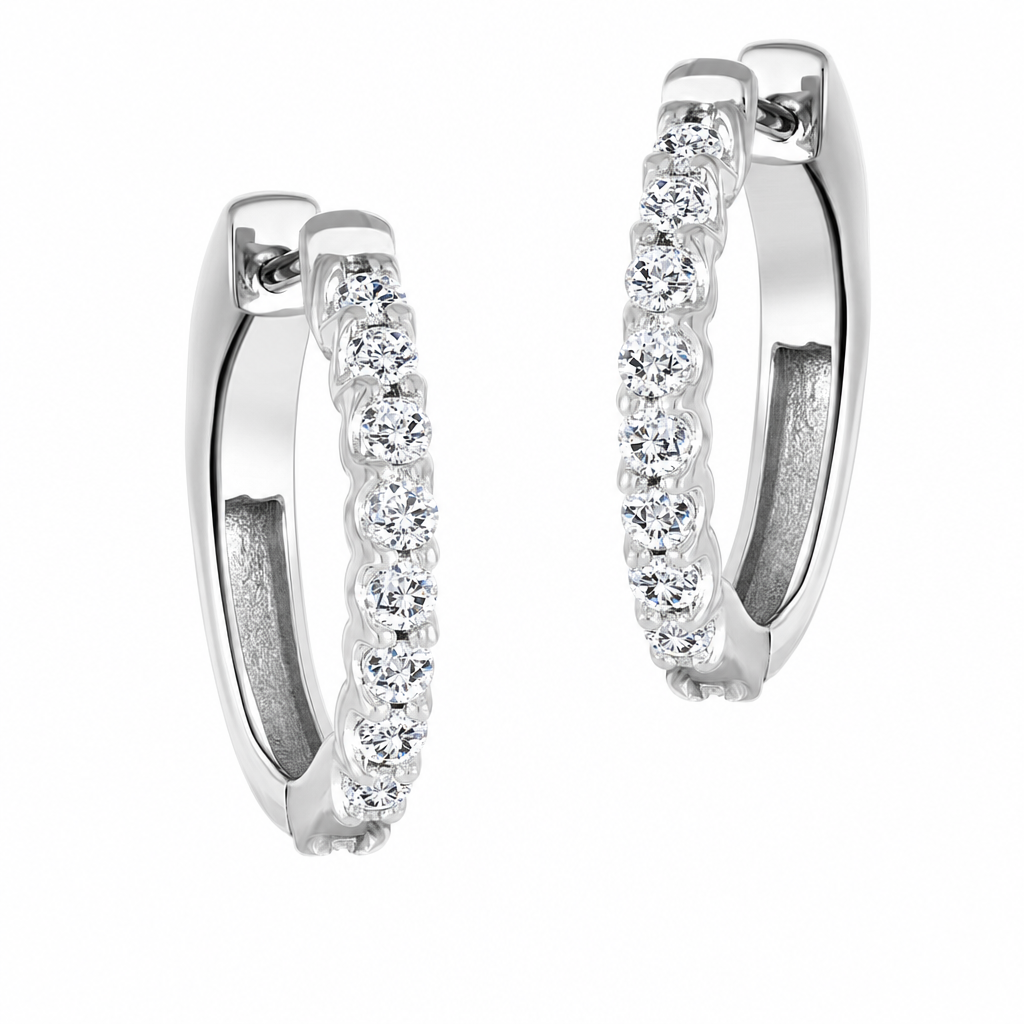 14K White Gold Round 1.00, Lab Grown, Diamond, Earrings