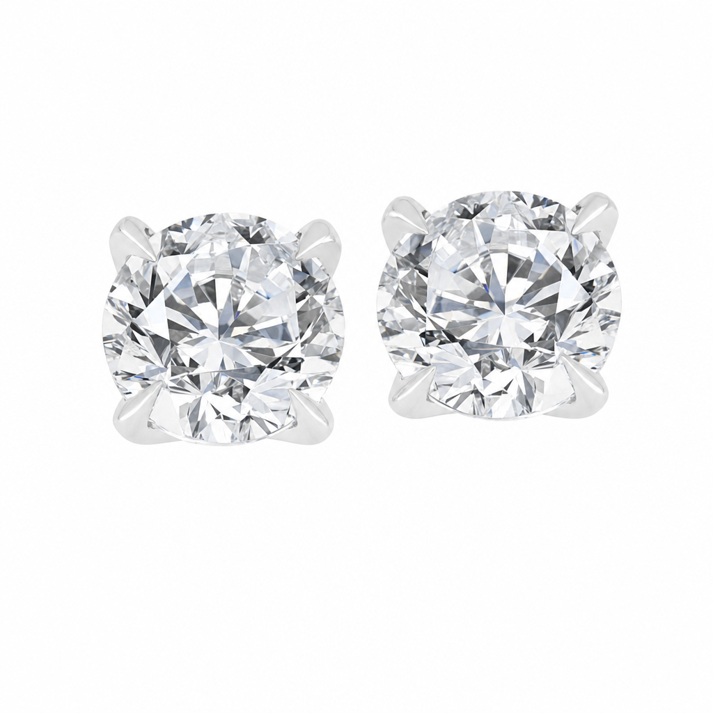 14K White Gold Round 1.50, Lab Grown, Diamond, Earrings
