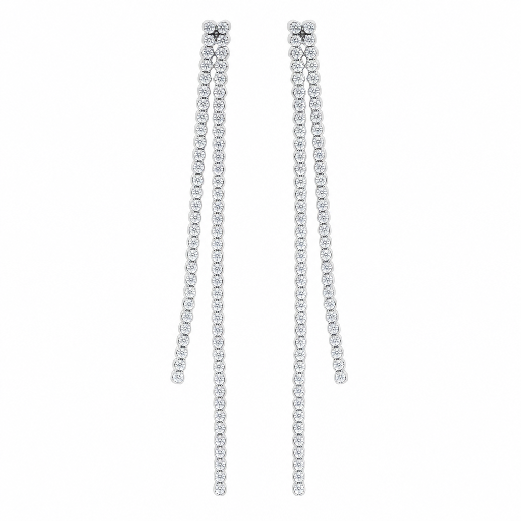 14K White Gold Round 2.60, Lab Grown, Diamond, Earrings