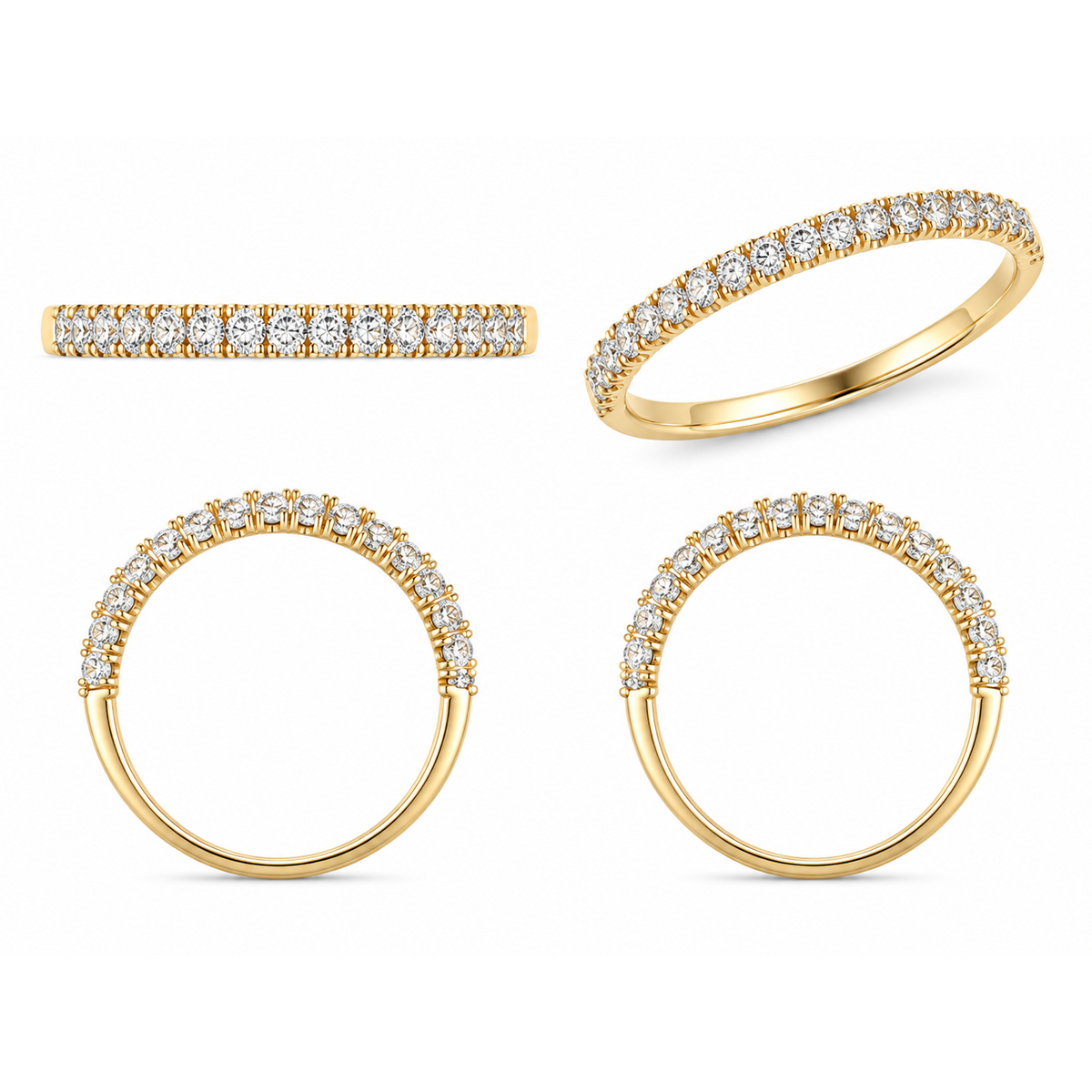14K Yellow Gold 0.48ctw Round Lab Grown Half Anniversary Diamond Women's Wedding Band