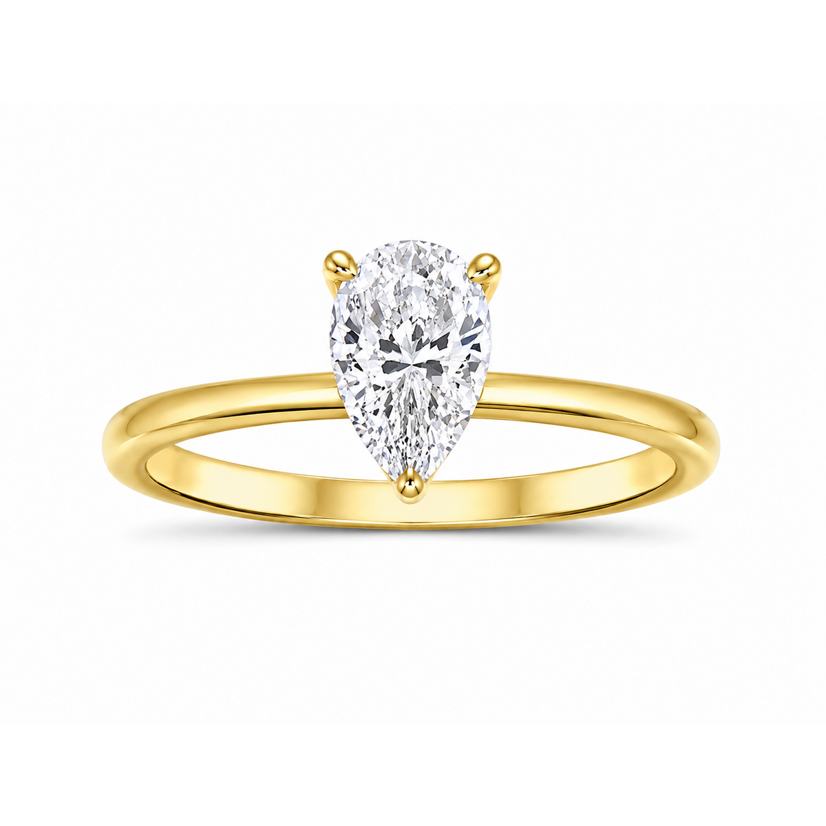14K Yellow Gold 0.50ctw Pear Lab Grown Solitare Diamond Engagement Ring