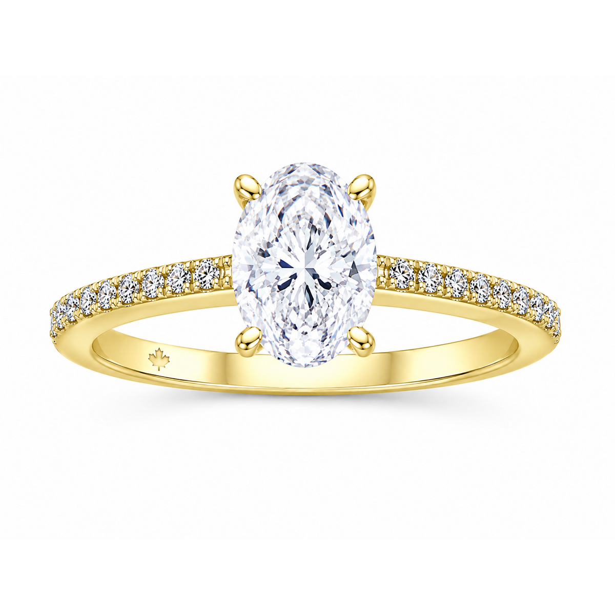 14K Yellow Gold 1.00ctw Oval Lab Grown Pave Diamond Engagement Ring