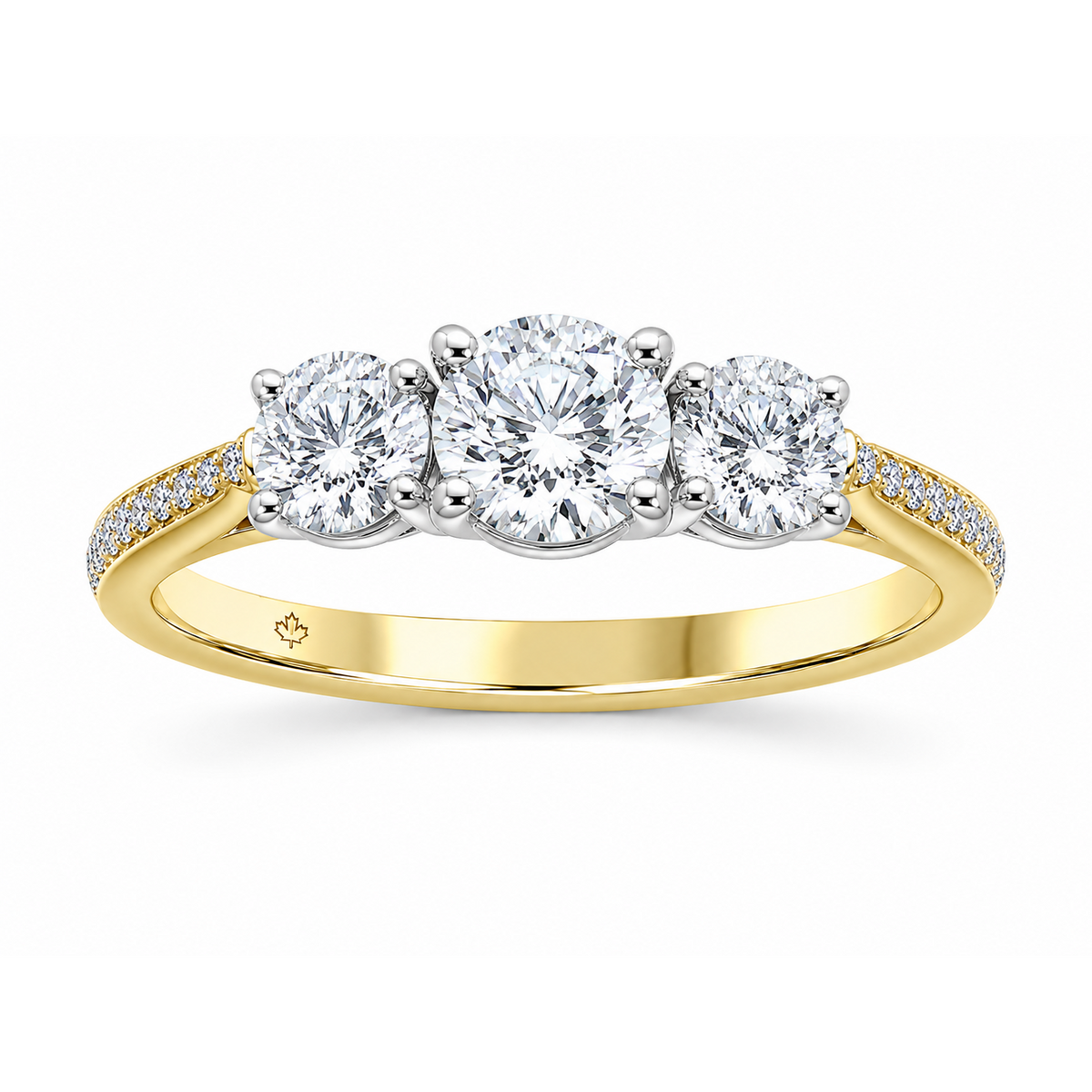 14K Yellow Gold 1.00ctw Round Lab Grown Cathedral Set Diamond Engagement Ring
