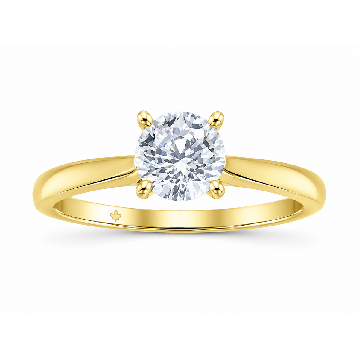 14K Yellow Gold 1.15ctw Round Lab Grown Solitare Diamond Engagement Ring