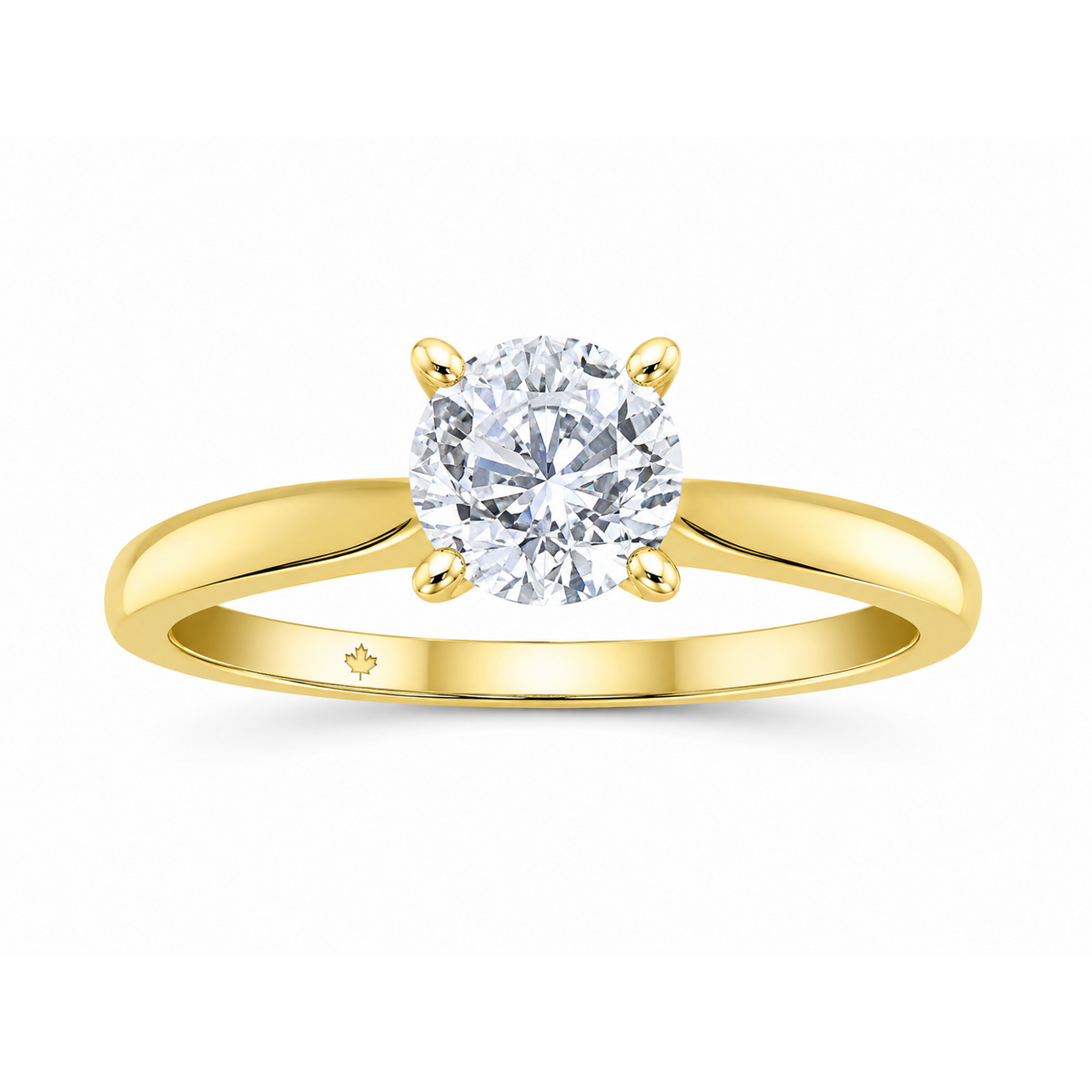 14K Yellow Gold 1.35ctw Round Lab Grown Solitare Diamond Engagement Ring
