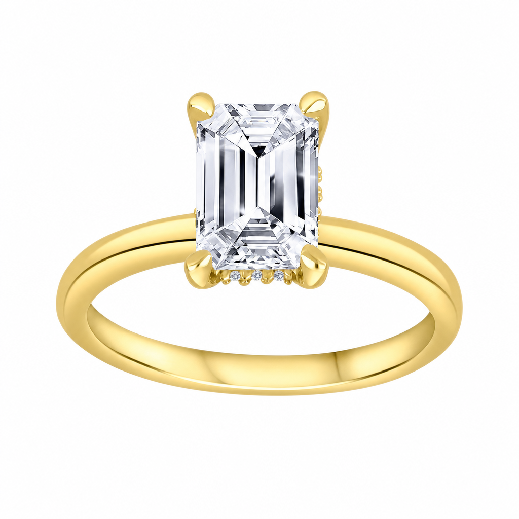 14K Yellow Gold 2.00ctw Emerald Lab Grown Solitare Diamond Engagement Ring