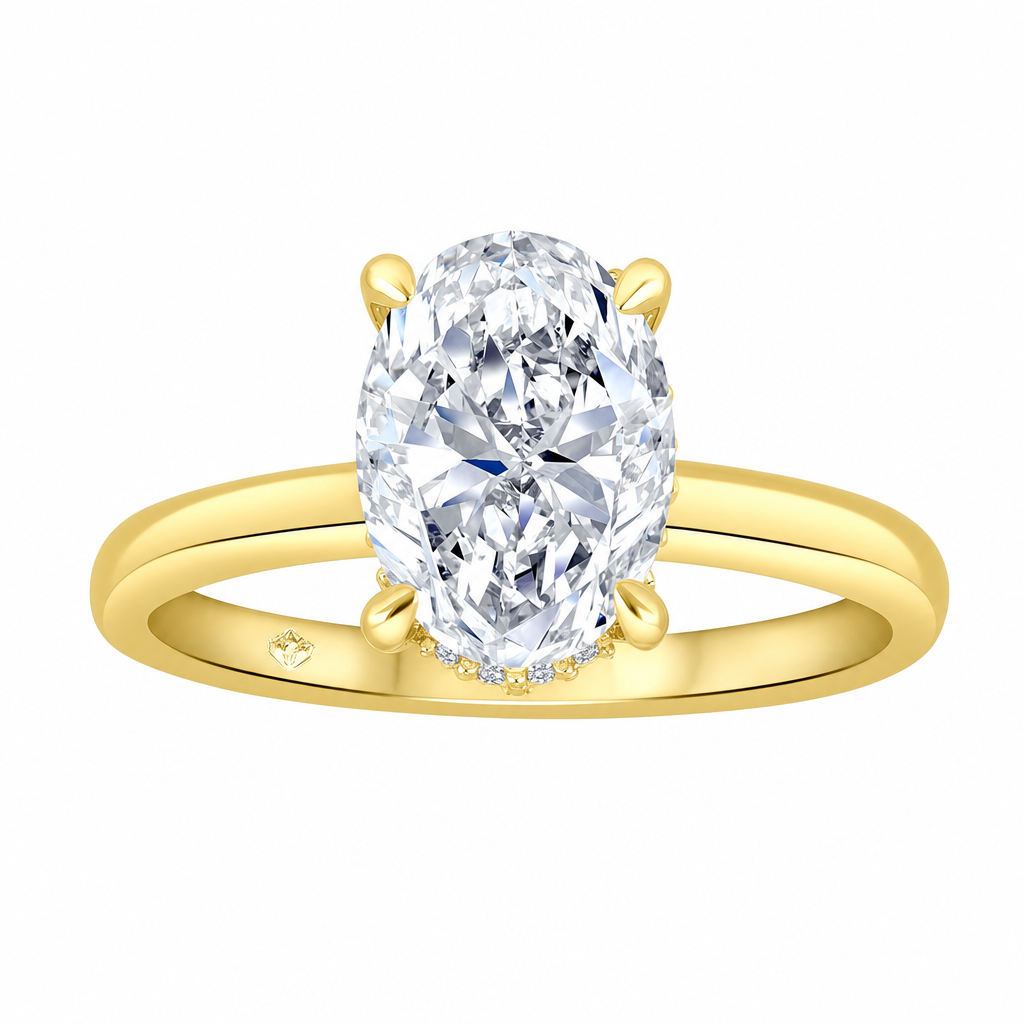 14K Yellow Gold 2.00ctw Oval Lab Grown Hidden Halo Diamond Engagement Ring