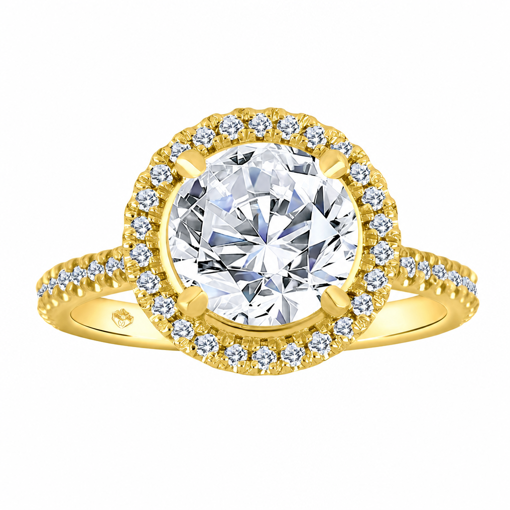 14K Yellow Gold 2.00ctw Round Lab Grown Halo Diamond Engagement Ring
