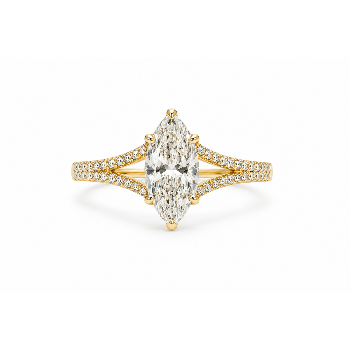 14K Yellow Gold 2.03ctw Marquise Lab Grown Diamond Engagement Ring