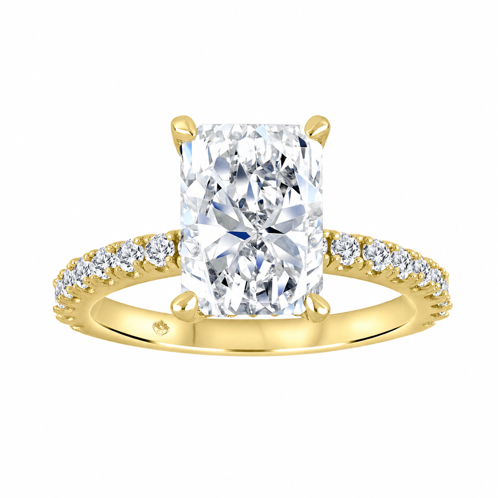 14K Yellow Gold 2.10ctw Radiant Lab Grown Pave Diamond Engagement Ring