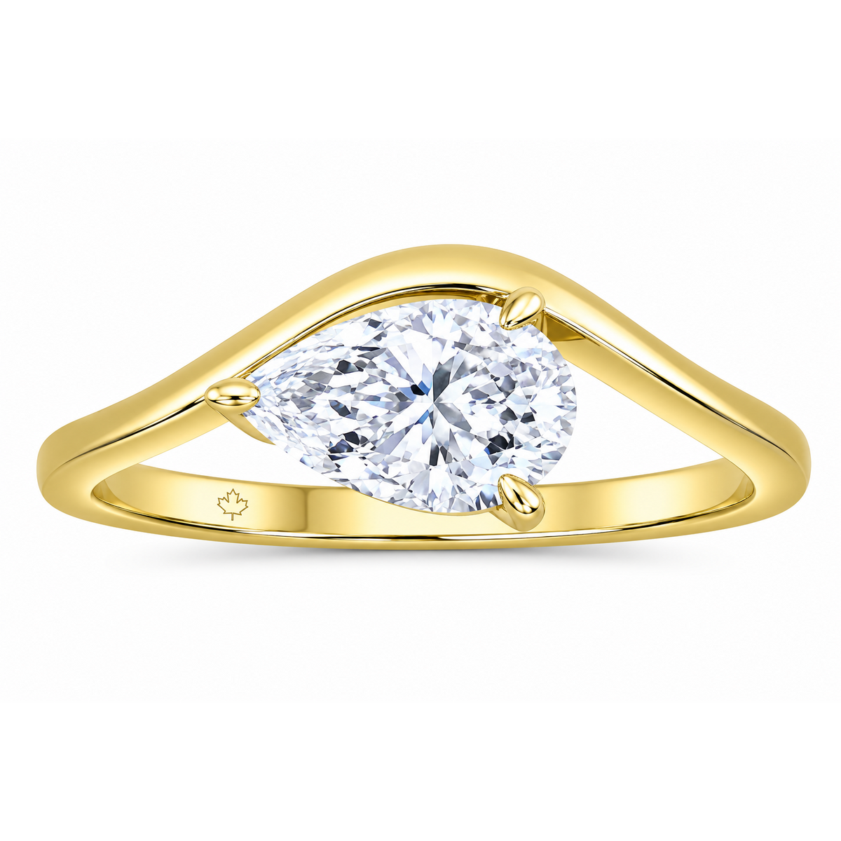 14K Yellow Gold 2.50ctw Pear Lab Grown East West Diamond Engagement Ring