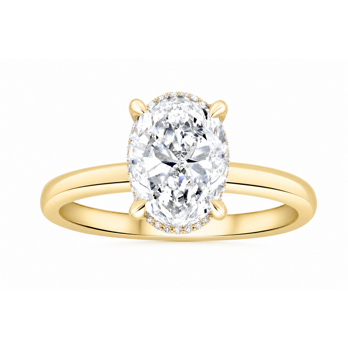 14K Yellow Gold ctw Lab Grown Hidden Halo Diamond Engagement Ring