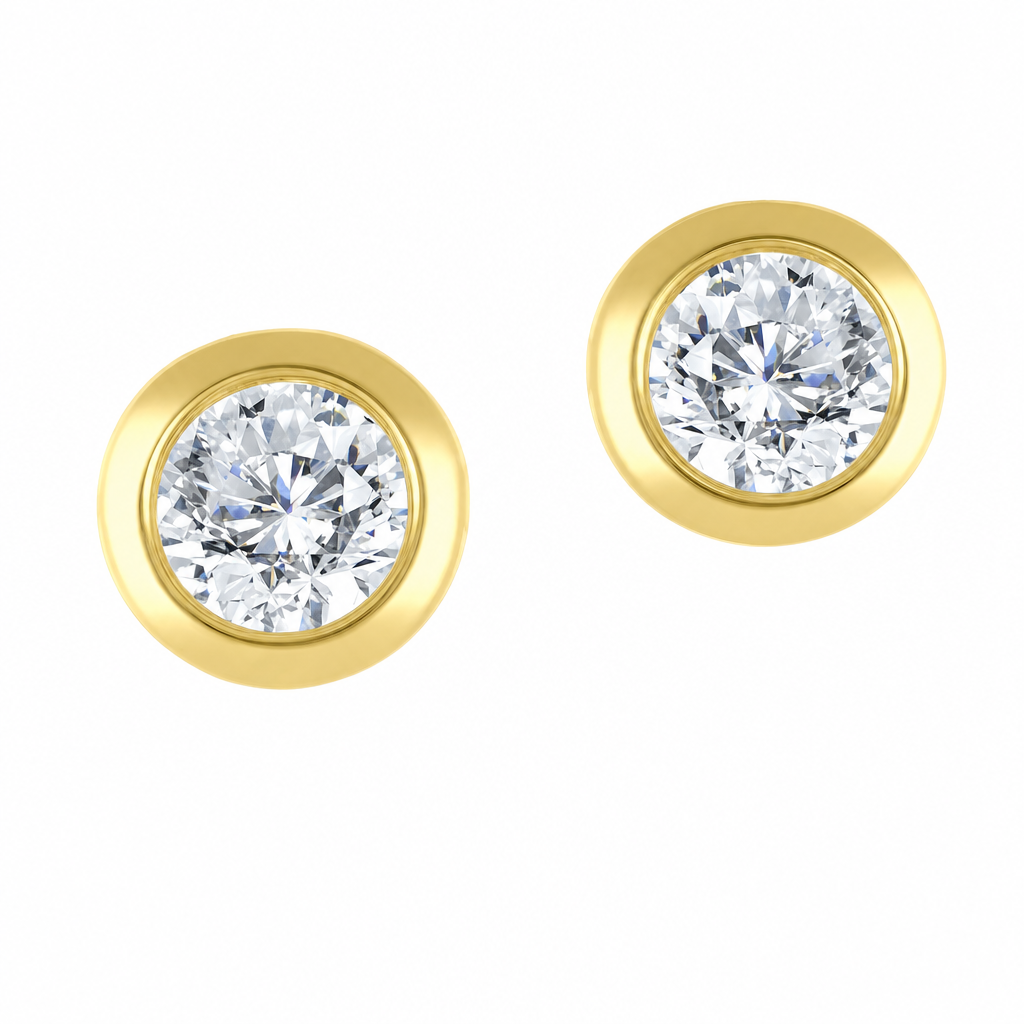 14K Yellow Gold , Lab Grown, Diamond, Earrings