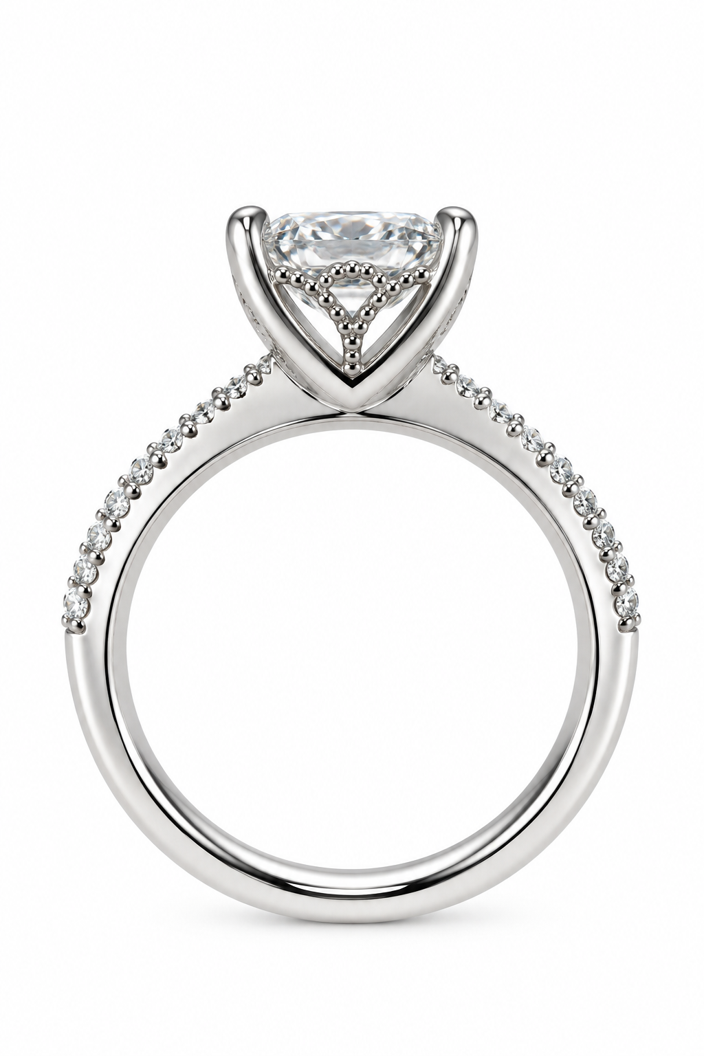 14K White Gold 2.01ctw Princess Lab Grown Pave Diamond Engagement Ring