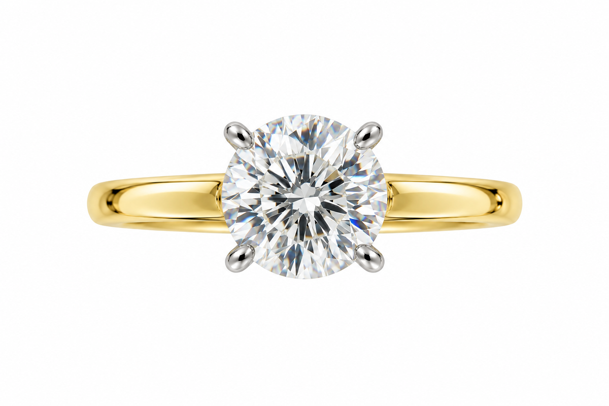 14K Yellow Gold 2.05ctw Round Lab Grown Solitare Diamond Engagement Ring