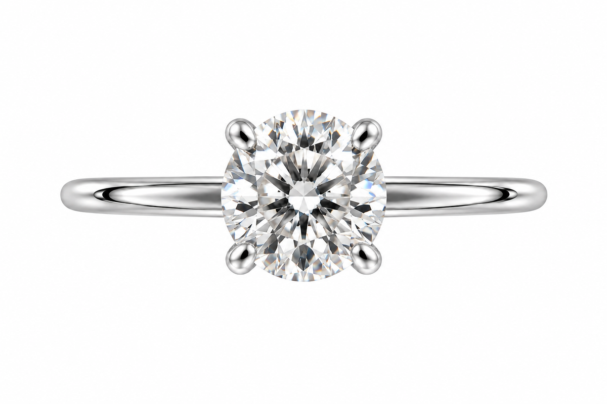 14K White Gold 1.50ctw Round Lab Grown Solitare Diamond Engagement Ring