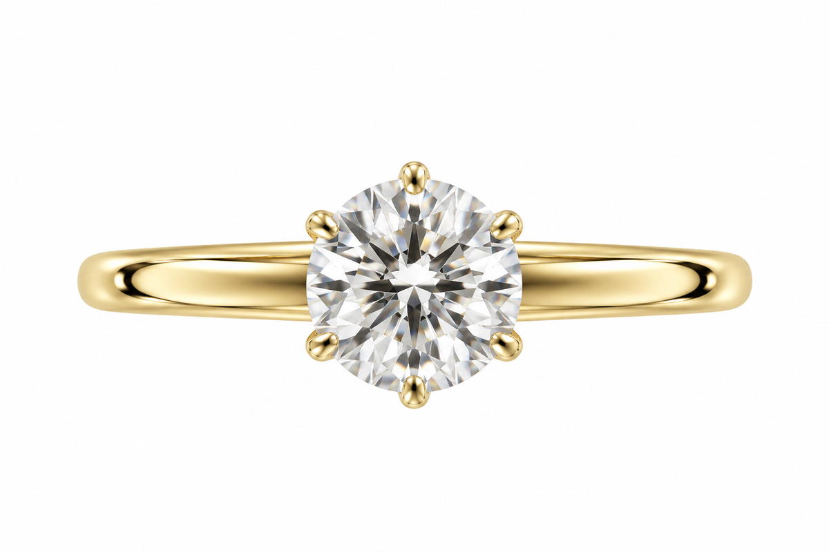14K Yellow Gold 2.06ctw Round Lab Grown Tiffany Diamond Engagement Ring