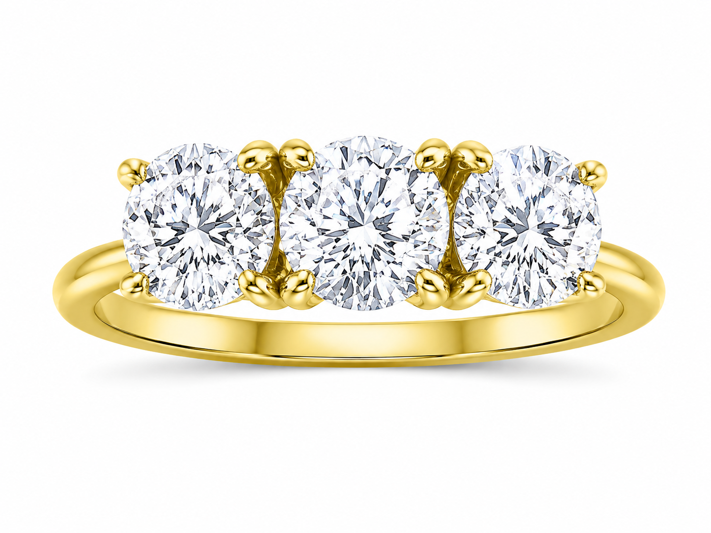 10K Yellow Gold 2.00ctw Round Lab Grown Three Stone Diamond Engagement Ring