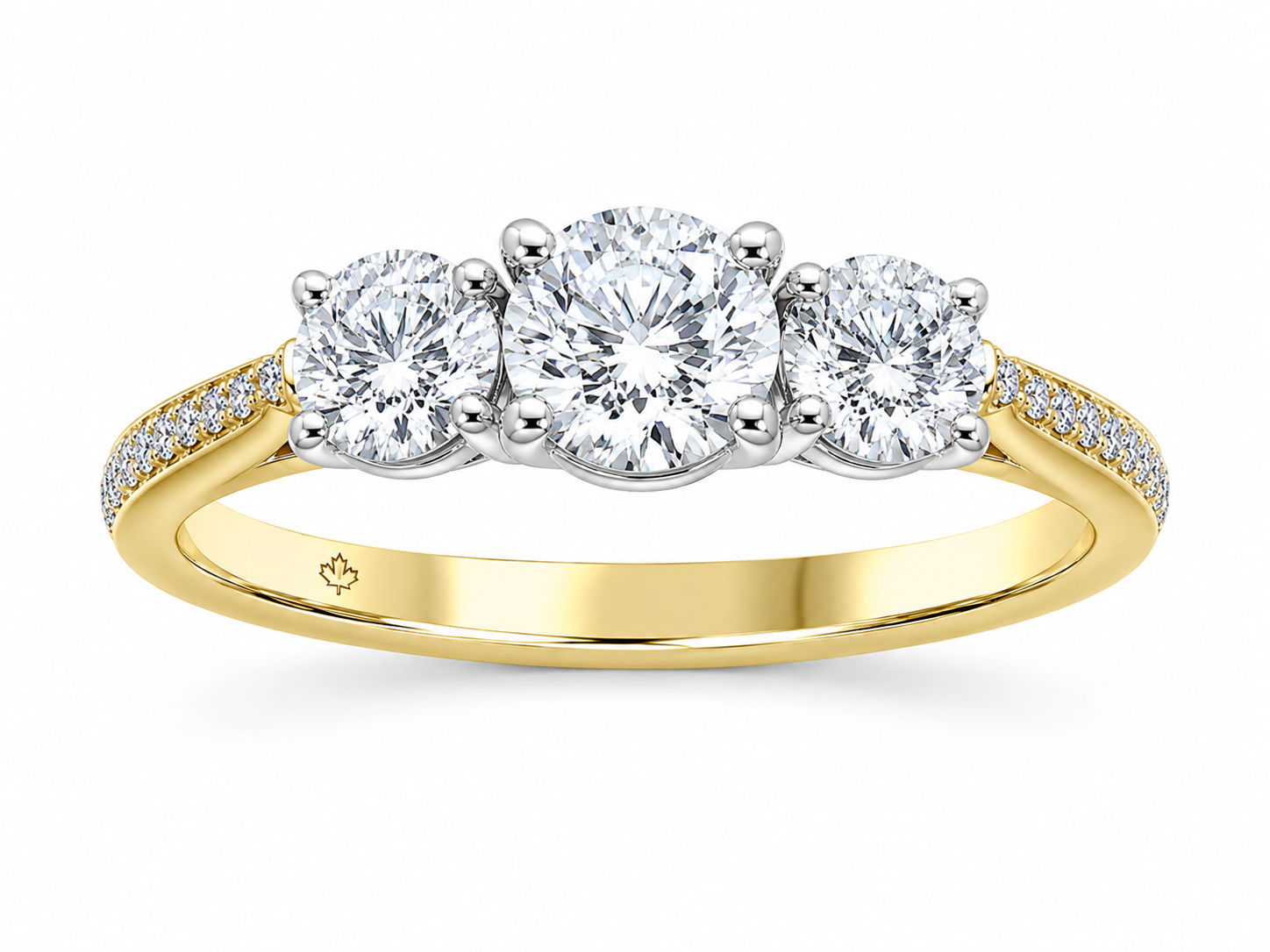 14K Yellow Gold 1.00ctw Round Lab Grown Cathedral Set Diamond Engagement Ring