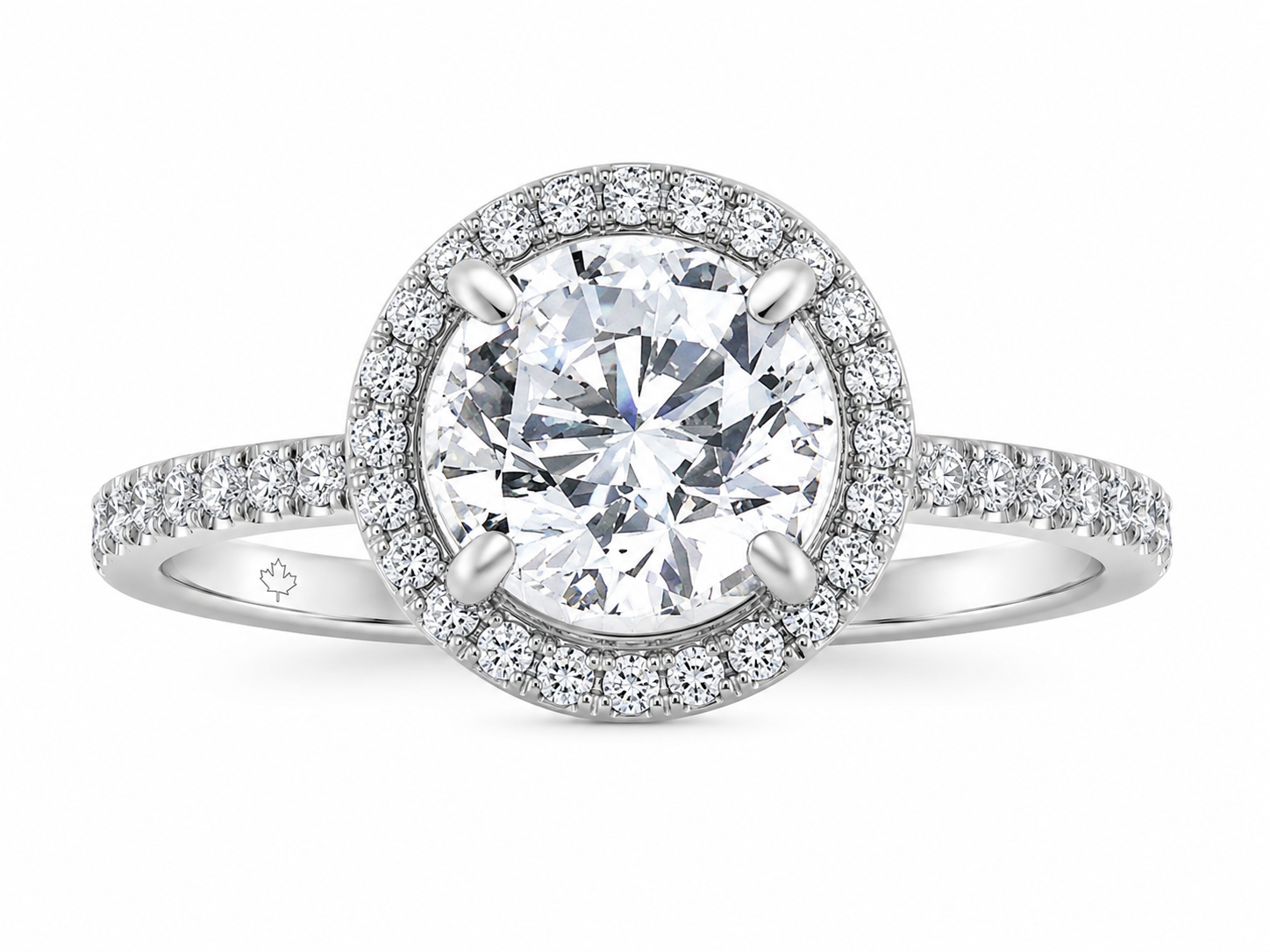 14K White Gold 2.04ctw Round Lab Grown Halo Diamond Engagement Ring