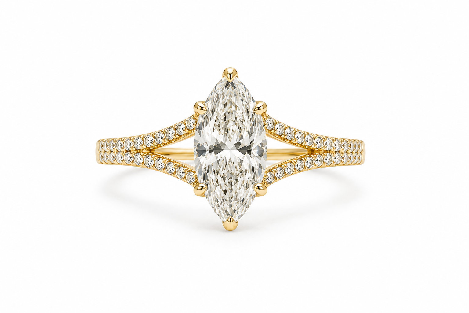 14K Yellow Gold 2.03ctw Marquise Lab Grown Diamond Engagement Ring