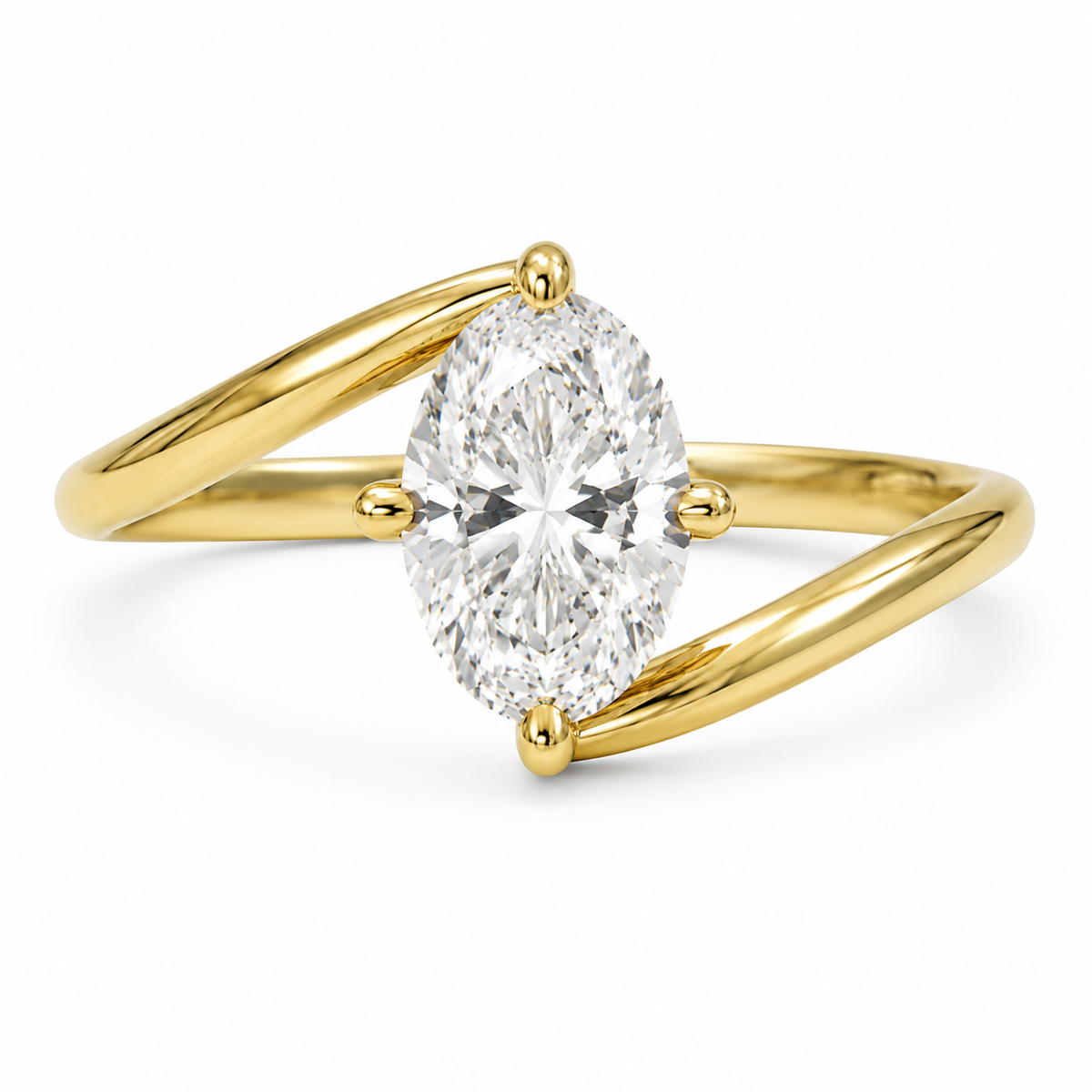 14K Yellow Gold 2.50ctw Oval Lab Grown Contemporary Diamond Engagement Ring