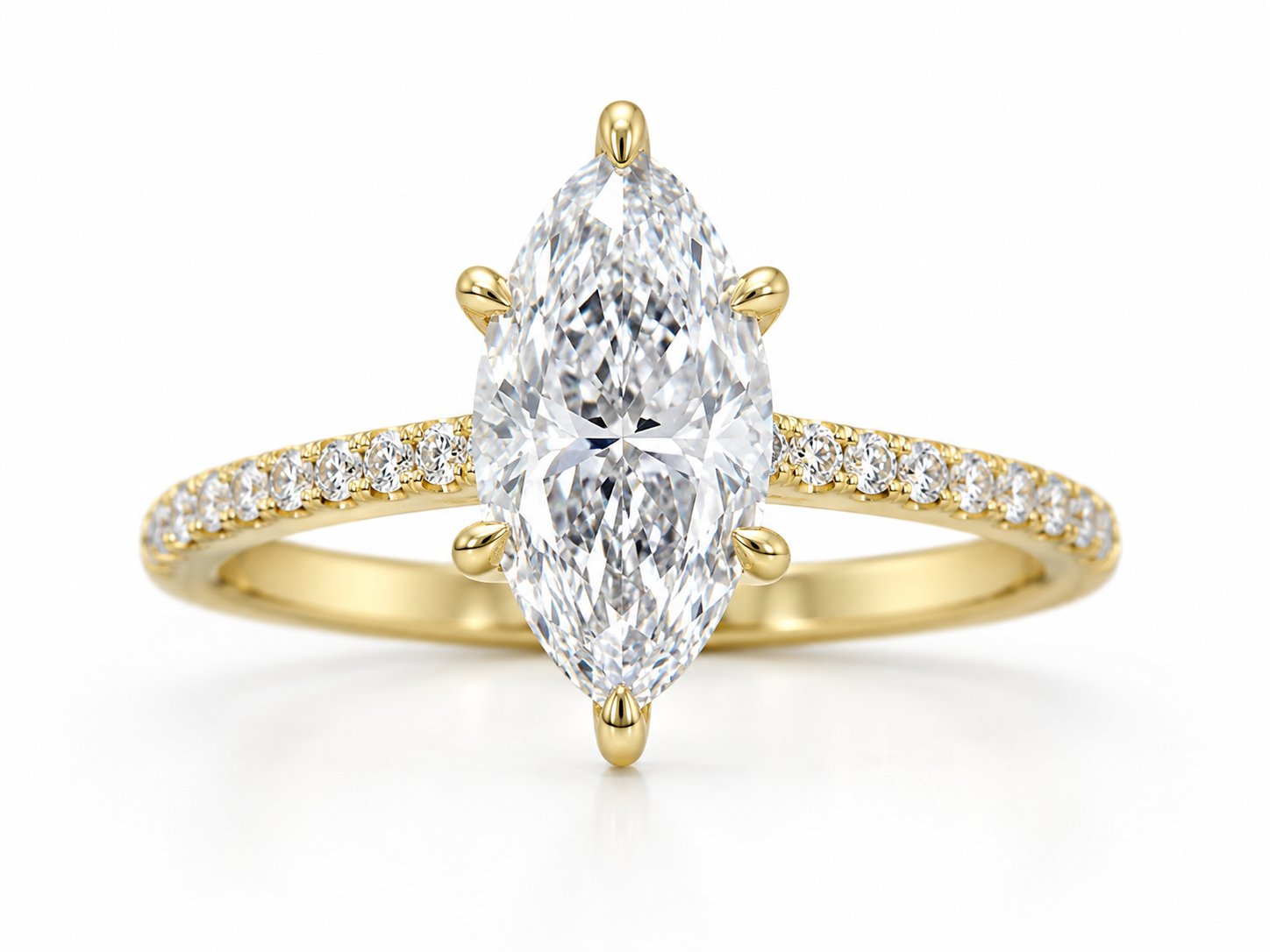 14K Yellow Gold 3.00ctw Marquise Lab Grown Pave Diamond Engagement Ring