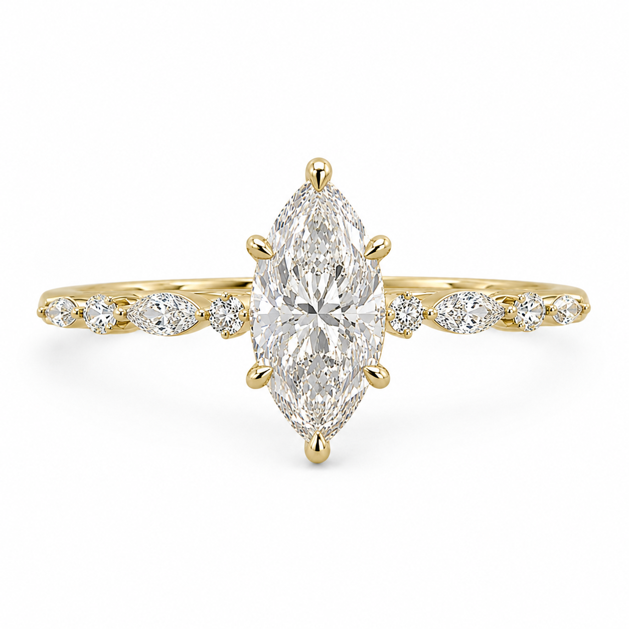 14K Yellow Gold 4.01ctw Marquise Lab Grown Modern Diamond Engagement Ring