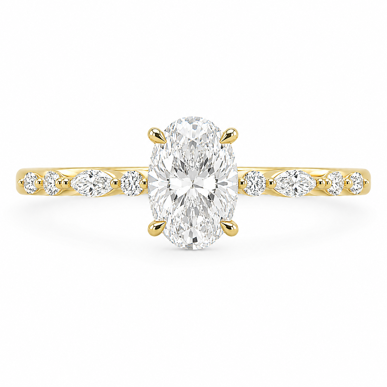 14K Yellow Gold 4.01ctw Oval Lab Grown Pave Diamond Engagement Ring
