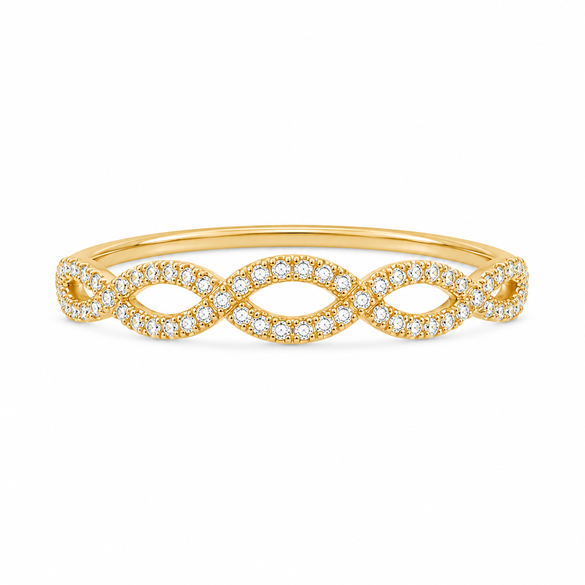 14K Yellow Gold 0.23ctw Round Lab Grown Twisted Diamond Women's Wedding Band