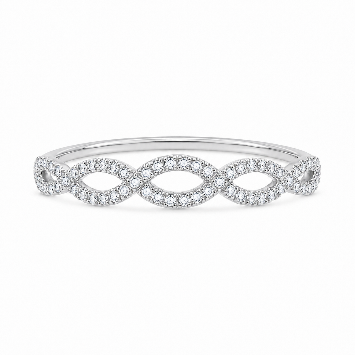 14K White Gold 0.20ctw Round Lab Grown Twisted Diamond Women's Wedding Band