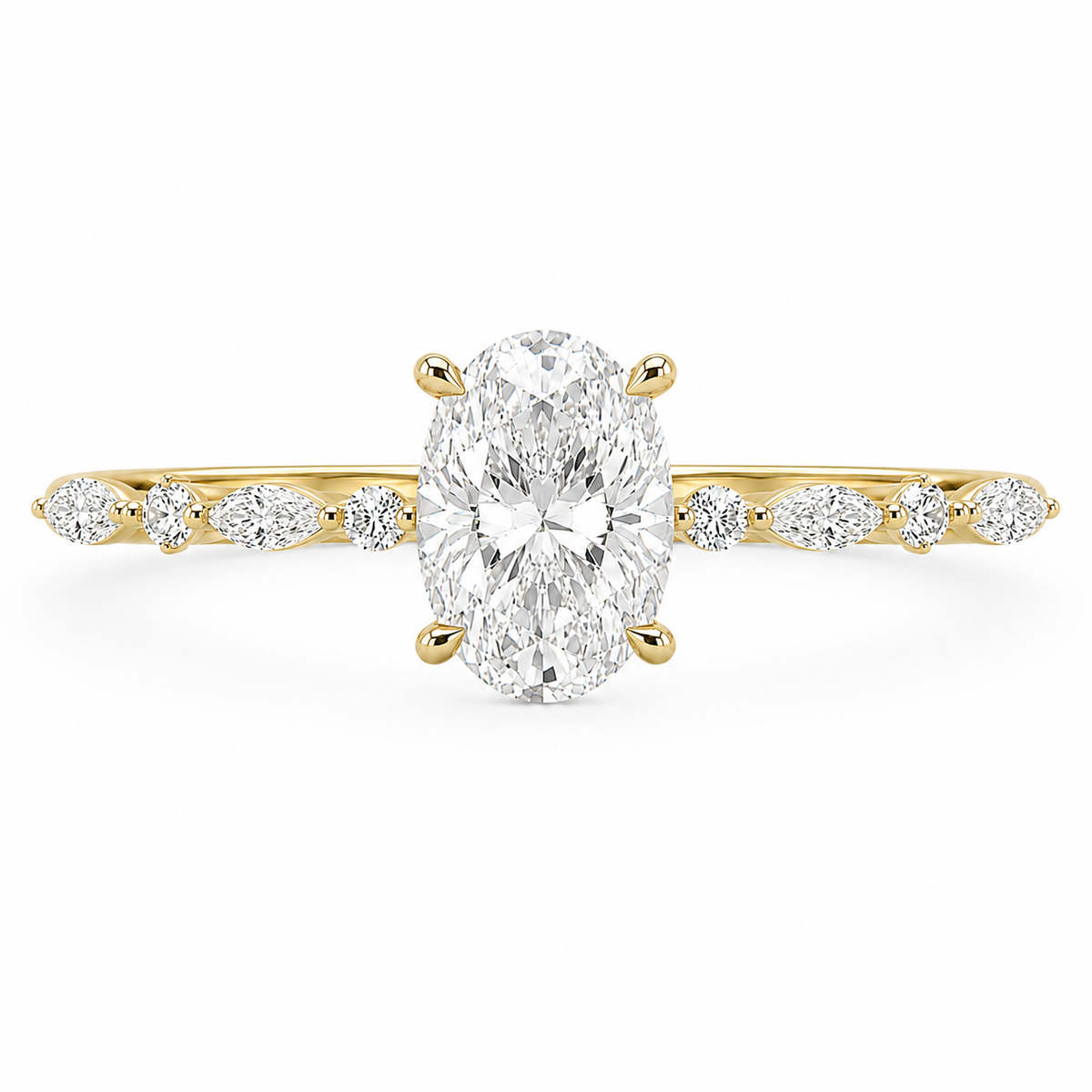 14K Yellow Gold 4.01ctw Oval Lab Grown Pave Diamond Engagement Ring