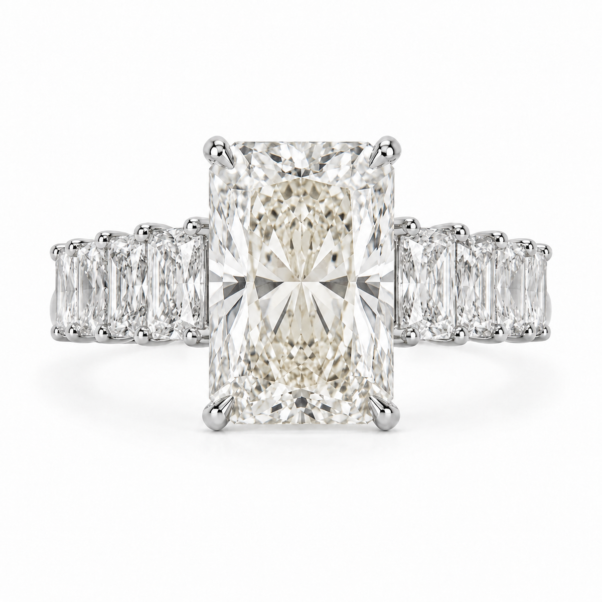 14K White Gold 5.01ctw Radiant Lab Grown Modern Diamond Engagement Ring