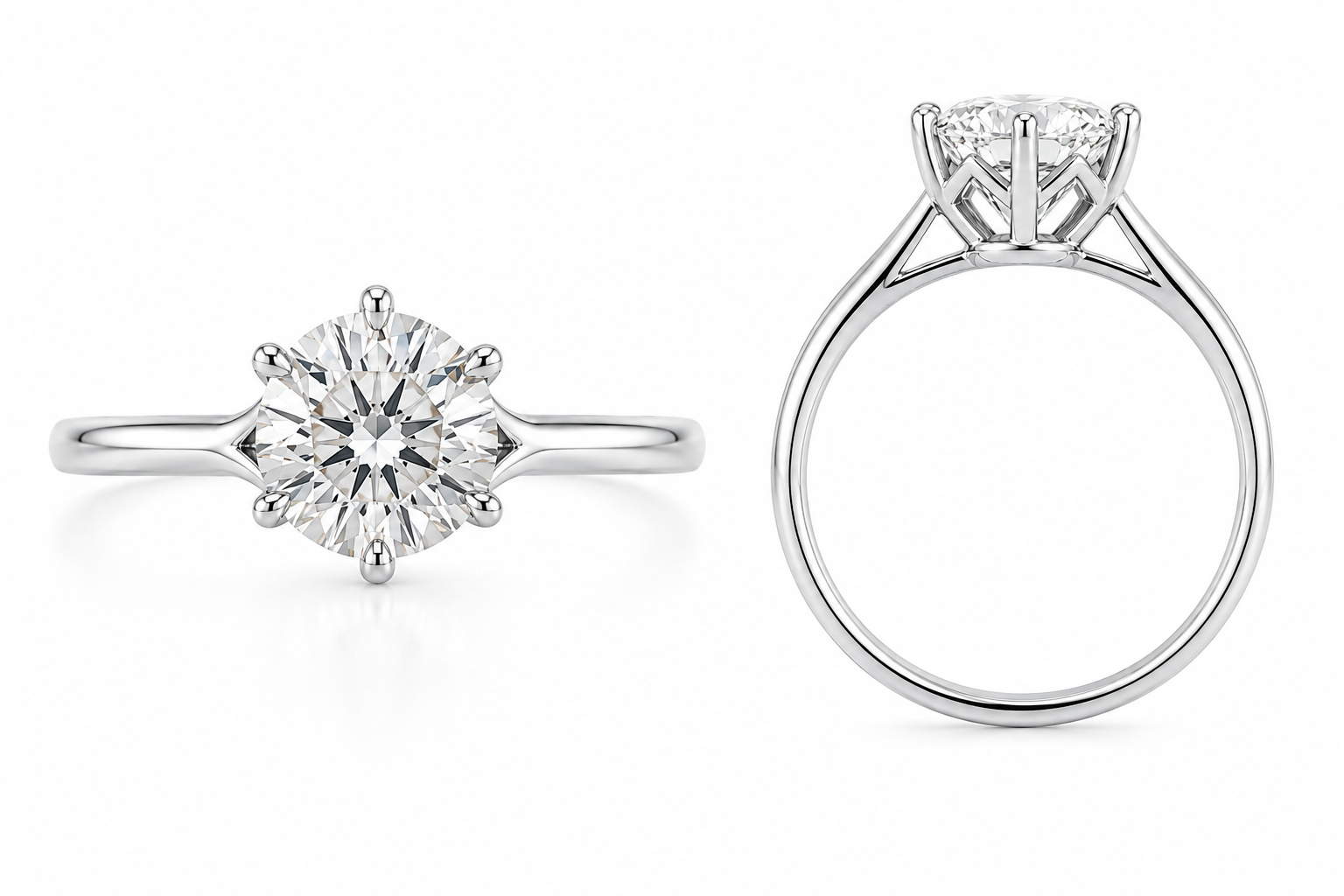 14K White Gold 2.01ctw Round Lab Grown Solitare Diamond Engagement Ring